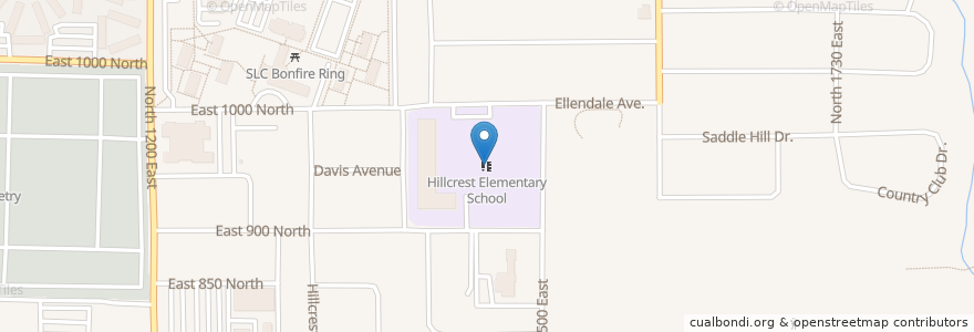Mapa de ubicacion de Hillcrest Elementary School en Estados Unidos Da América, Utah, Cache County, Logan.