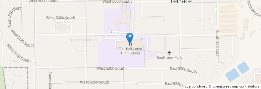 Mapa de ubicacion de T.H. Bell Junior High School en الولايات المتّحدة الأمريكيّة, يوتا, Weber County, Washington Terrace.