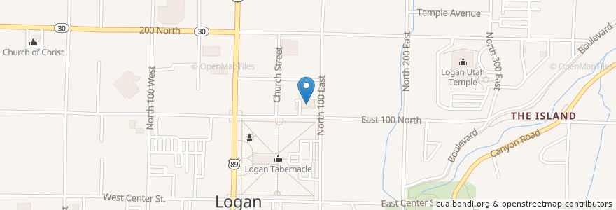 Mapa de ubicacion de Saint Johns Episcopal Church en الولايات المتّحدة الأمريكيّة, يوتا, Cache County, Logan.