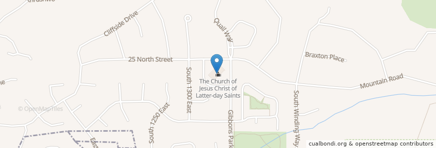 Mapa de ubicacion de The Church of Jesus Christ of Latter-day Saints en Vereinigte Staaten Von Amerika, Utah, Cache County, Logan.