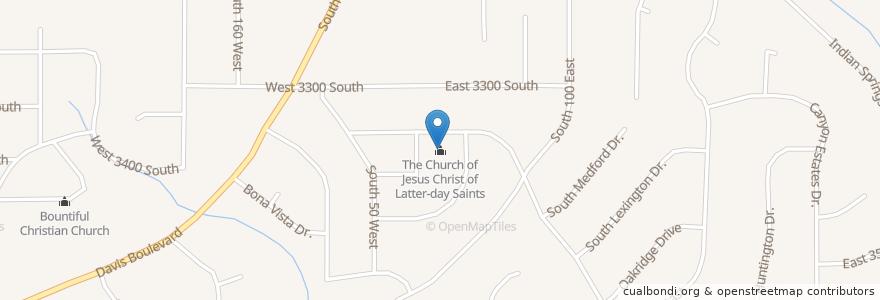 Mapa de ubicacion de The Church of Jesus Christ of Latter-day Saints en États-Unis D'Amérique, Utah, Davis County, Bountiful.