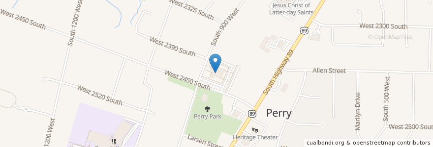Mapa de ubicacion de The Church of Jesus Christ of Latter-day Saints en Verenigde Staten, Utah, Box Elder County, Perry.