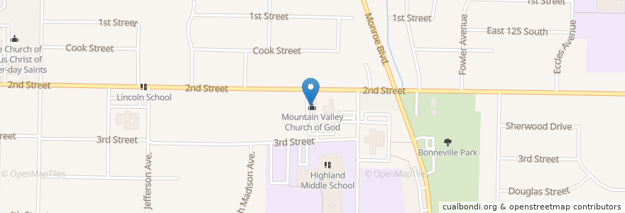 Mapa de ubicacion de Mountain Valley Church of God en 美利坚合众国/美利堅合眾國, 犹他州 / 猶他州, Weber County, Ogden.
