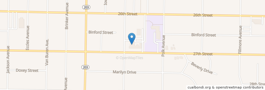 Mapa de ubicacion de The Church of Jesus Christ of Latter-day Saints en Verenigde Staten, Utah, Weber County, Ogden.