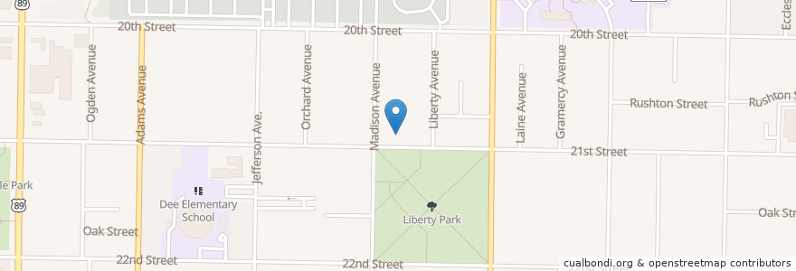 Mapa de ubicacion de The Church of Jesus Christ of Latter-day Saints en Amerika Syarikat, Utah, Weber County, Ogden.