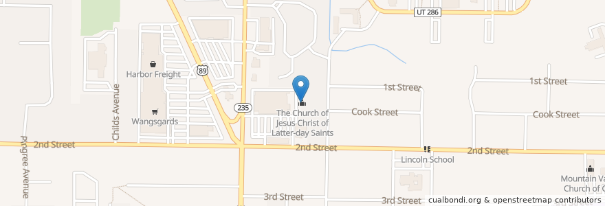 Mapa de ubicacion de The Church of Jesus Christ of Latter-day Saints en Estados Unidos De América, Utah, Weber County, Ogden.