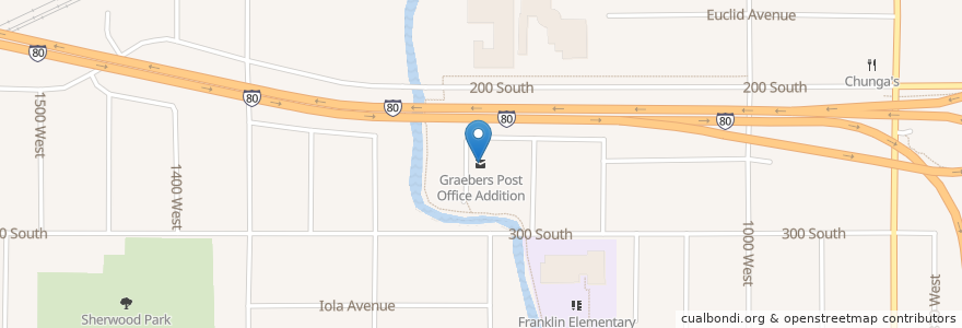 Mapa de ubicacion de Graebers Post Office Addition en アメリカ合衆国, ユタ州, Salt Lake County, Salt Lake City.