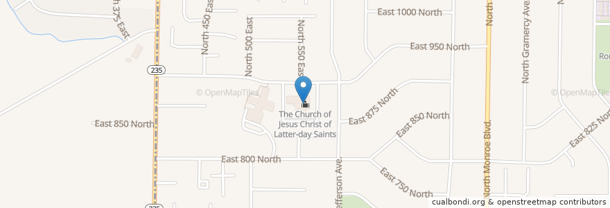 Mapa de ubicacion de The Church of Jesus Christ of Latter-day Saints en アメリカ合衆国, ユタ州, Weber County, Ogden.