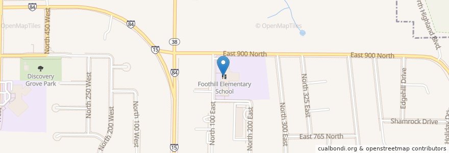 Mapa de ubicacion de Foothill Elementary School en Amerika Birleşik Devletleri, Utah, Box Elder County, Brigham City.