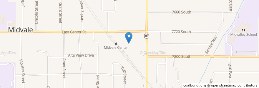 Mapa de ubicacion de Midvale Post Office en Amerika Birleşik Devletleri, Utah, Salt Lake County, Midvale.