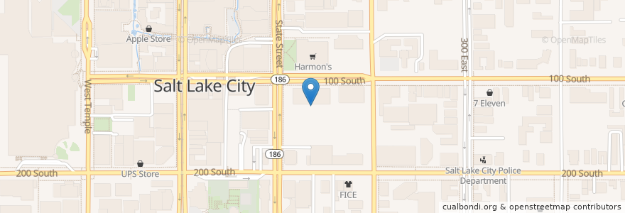 Mapa de ubicacion de Pioneer Station Post Office en Estados Unidos Da América, Utah, Salt Lake County, Salt Lake City.