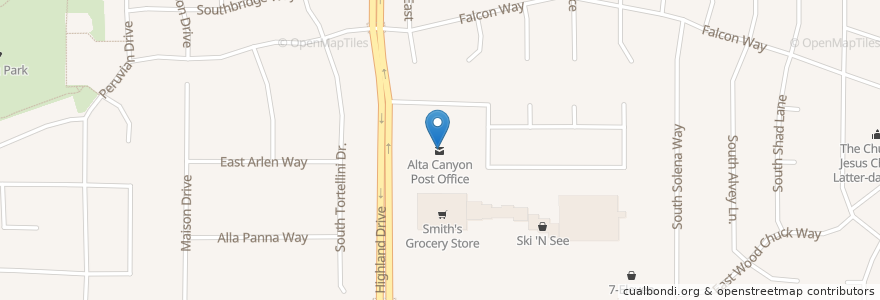 Mapa de ubicacion de Alta Canyon Post Office en Amerika Syarikat, Utah, Salt Lake County, Sandy.