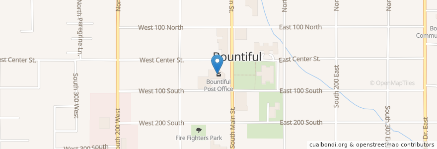 Mapa de ubicacion de Bountiful Post Office en 미국, 유타 주, Davis County, Bountiful.