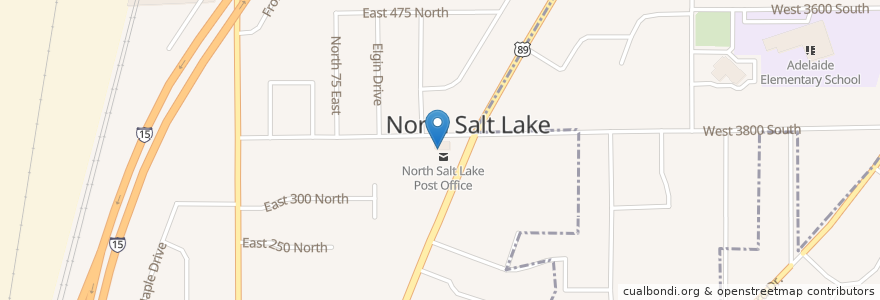 Mapa de ubicacion de North Salt Lake Post Office en Estados Unidos De América, Utah, Davis County, North Salt Lake.