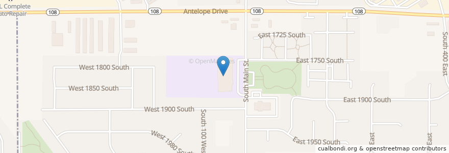 Mapa de ubicacion de Antelope Elementary School en Amerika Syarikat, Utah, Davis County, Clearfield.