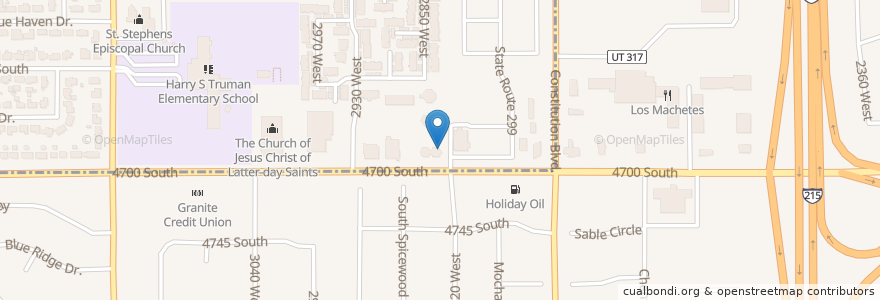 Mapa de ubicacion de Blake Manor Reception Center en 미국, 유타 주, Salt Lake County, Taylorsville, West Valley City.