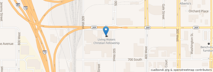 Mapa de ubicacion de Living Waters Christian Fellowship en Estados Unidos De América, Utah, Salt Lake County, Salt Lake City.