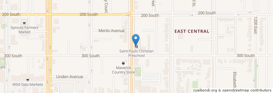 Mapa de ubicacion de Saint Pauls Christian Preschool en Amerika Birleşik Devletleri, Utah, Salt Lake County, Salt Lake City.
