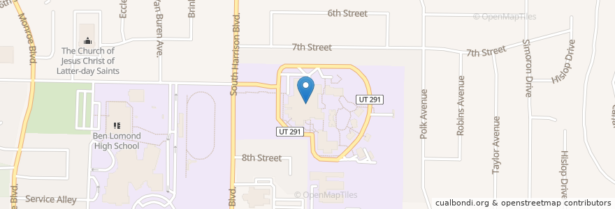 Mapa de ubicacion de Utah School for the Blind and Deaf en アメリカ合衆国, ユタ州, Weber County, Ogden.