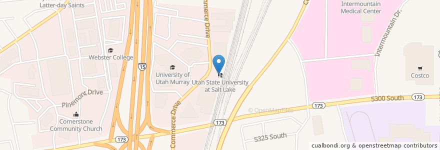 Mapa de ubicacion de Utah State University at Salt Lake en アメリカ合衆国, ユタ州, Salt Lake County, Murray.