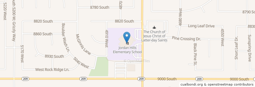 Mapa de ubicacion de Jordan Hills Elementary School en Amerika Syarikat, Utah, Salt Lake County, West Jordan.