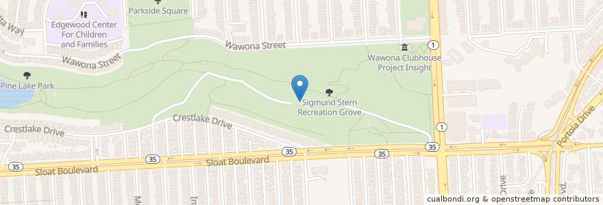 Mapa de ubicacion de Stern Grove en Amerika Syarikat, California, San Francisco, San Francisco.