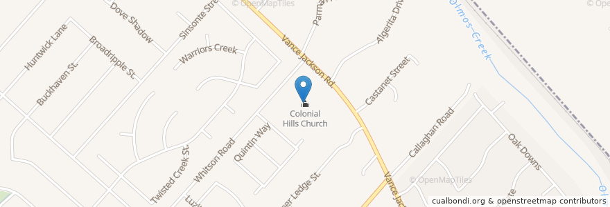 Mapa de ubicacion de Colonial Hills Church en 美利坚合众国/美利堅合眾國, 得克萨斯州 / 德克薩斯州 / 德薩斯州, Bexar County, San Antonio.