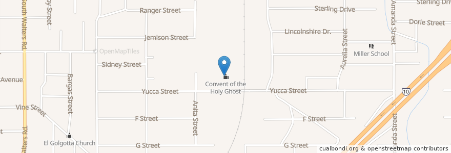 Mapa de ubicacion de Convent of the Holy Ghost en アメリカ合衆国, テキサス州, Bexar County, サンアントニオ.