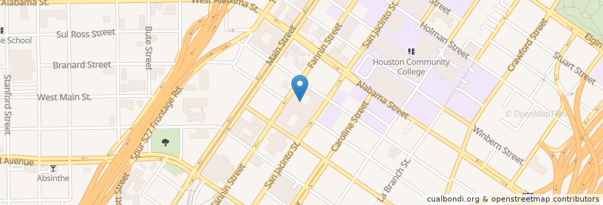Mapa de ubicacion de Dominion Montessori School en Vereinigte Staaten Von Amerika, Texas, Houston, Harris County.