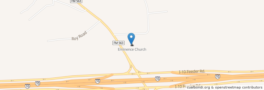 Mapa de ubicacion de Eminence Church en الولايات المتّحدة الأمريكيّة, تكساس, Chambers County.