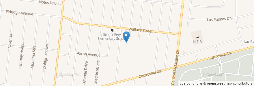 Mapa de ubicacion de Emma Frey School en 美利坚合众国/美利堅合眾國, 得克萨斯州 / 德克薩斯州 / 德薩斯州, Bexar County, San Antonio.