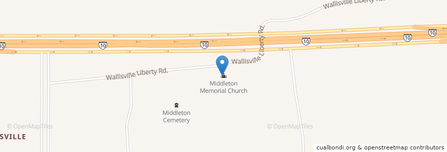 Mapa de ubicacion de Middleton Memorial Church en Соединённые Штаты Америки, Техас, Chambers County.