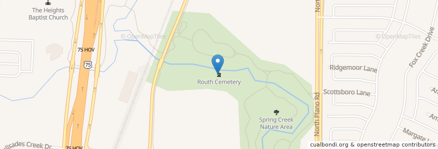 Mapa de ubicacion de Routh Cemetery en Stati Uniti D'America, Texas, Richardson, Collin County.