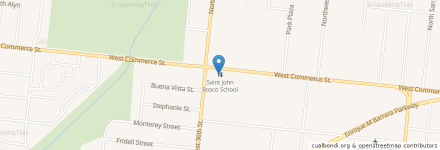 Mapa de ubicacion de Saint John Bosco School en 미국, 텍사스, Bexar County, San Antonio.