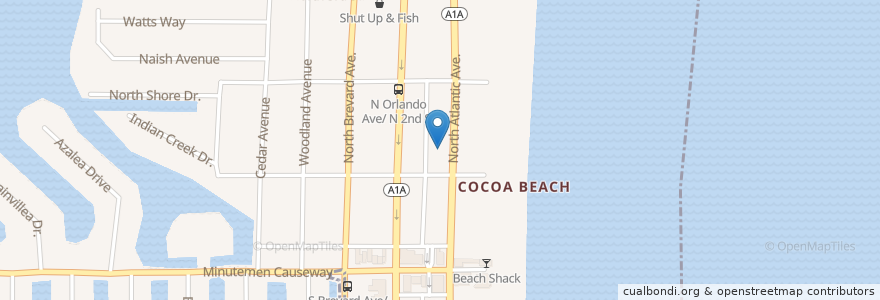 Mapa de ubicacion de Mango Tree en Amerika Syarikat, Florida, Brevard County, Cocoa Beach.