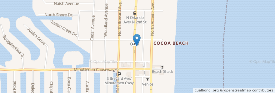 Mapa de ubicacion de Juice & Java en アメリカ合衆国, フロリダ州, ブレバード郡, Cocoa Beach.