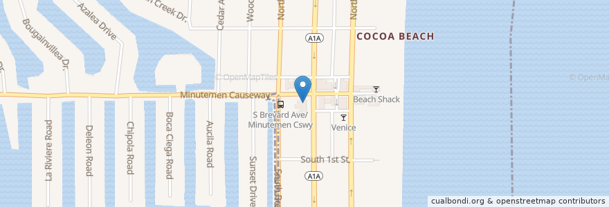 Mapa de ubicacion de Cocoa Beach City Hall en アメリカ合衆国, フロリダ州, ブレバード郡, Cocoa Beach.