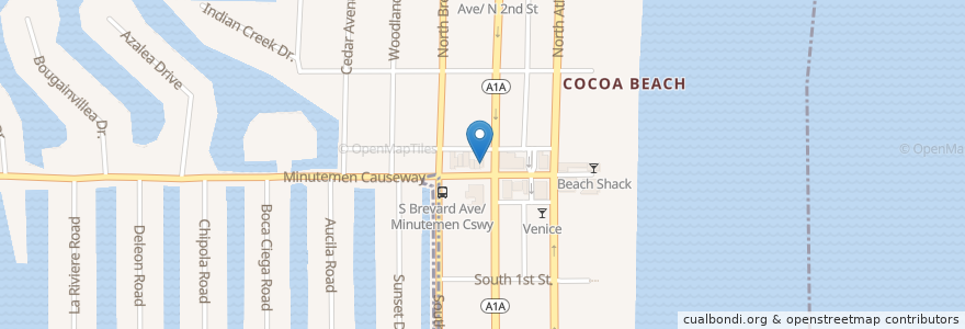 Mapa de ubicacion de Cocoa Beach Thai & Sushi en 美利坚合众国/美利堅合眾國, 佛罗里达州/佛羅里達州, 布里瓦德县/布里瓦德縣/布里瓦德郡, Cocoa Beach.