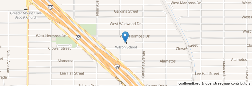 Mapa de ubicacion de Wilson School en 미국, 텍사스, Bexar County, San Antonio.