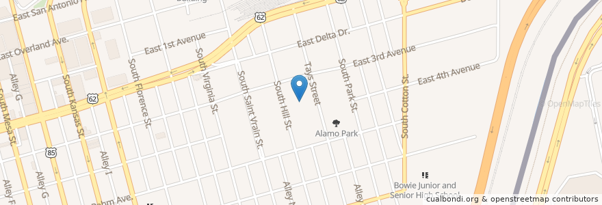 Mapa de ubicacion de Alamo School en États-Unis D'Amérique, Texas, El Paso County, El Paso.