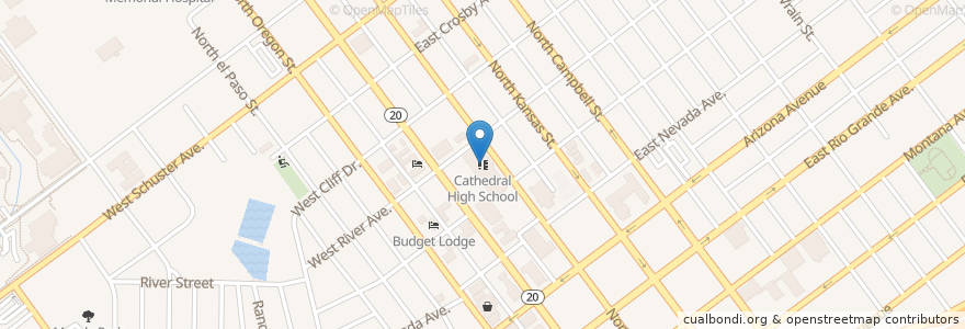 Mapa de ubicacion de Cathedral High School en 美利坚合众国/美利堅合眾國, 得克萨斯州 / 德克薩斯州 / 德薩斯州, El Paso County, El Paso.