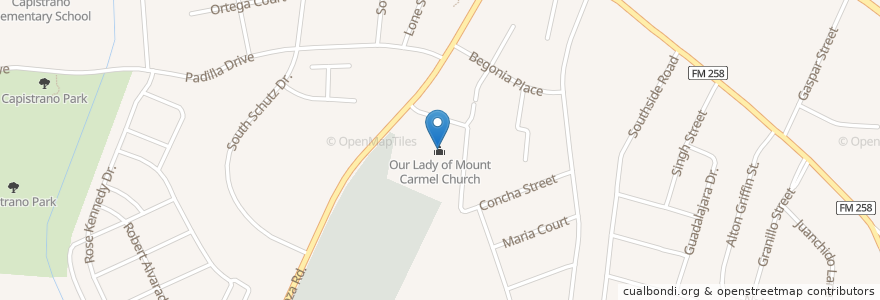 Mapa de ubicacion de Our Lady of Mount Carmel Church en الولايات المتّحدة الأمريكيّة, تكساس, El Paso County, El Paso.
