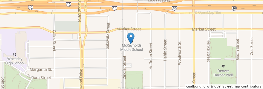 Mapa de ubicacion de McReynolds Junior High School en Estados Unidos Da América, Texas, Houston, Harris County.