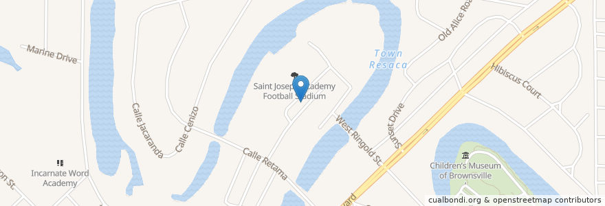 Mapa de ubicacion de Saint Joseph Academy en Vereinigte Staaten Von Amerika, Texas, Cameron County, Brownsville.