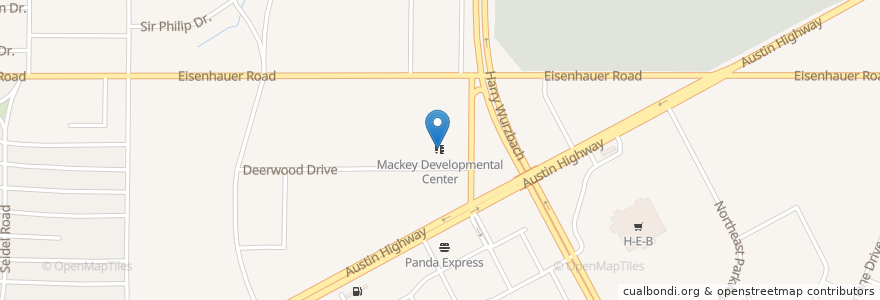 Mapa de ubicacion de Mackey Developmental Center en United States, Texas, Bexar County, San Antonio.