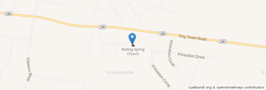 Mapa de ubicacion de Boiling Spring Church en Estados Unidos De América, Tennessee, Montgomery County, Clarksville.