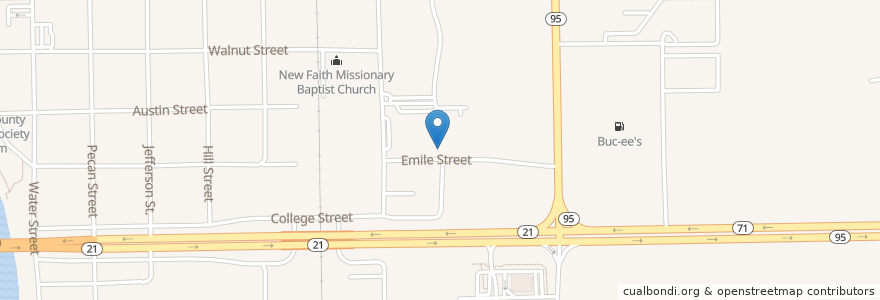 Mapa de ubicacion de Emile Elementary School en Verenigde Staten, Texas, Bastrop County, Bastrop.
