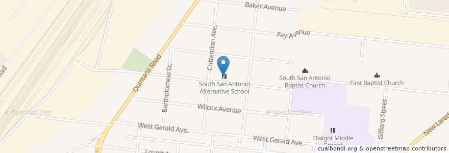 Mapa de ubicacion de South San Antonio Alternative School en Stati Uniti D'America, Texas, Bexar County, San Antonio.