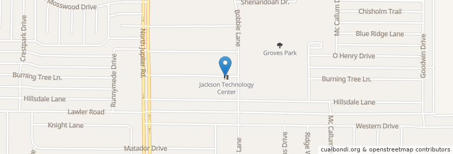 Mapa de ubicacion de Jackson Technology Center en Amerika Birleşik Devletleri, Teksas, Dallas County, Garland.