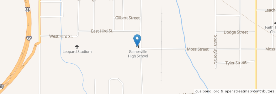 Mapa de ubicacion de Gainesville Alternative School en Estados Unidos Da América, Texas, Cooke County, Gainesville.